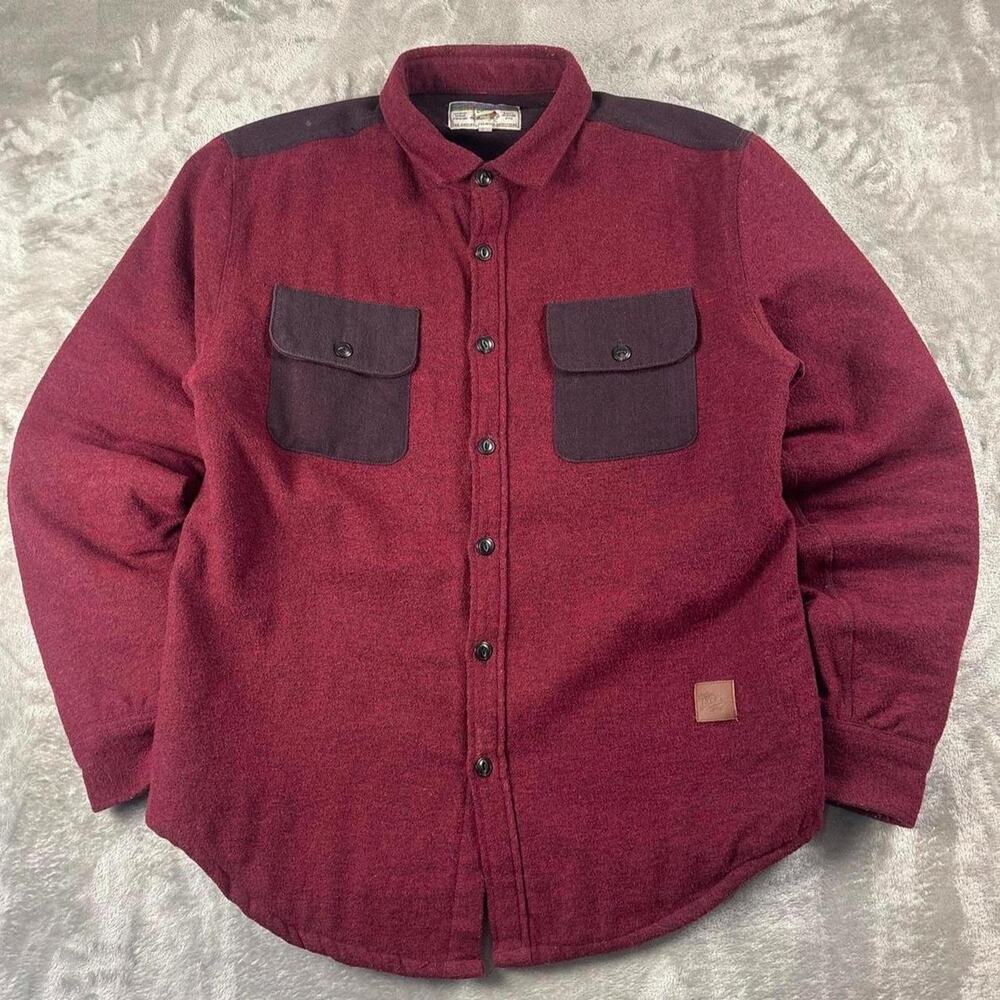 VTG Jachs Cabin Wool Blend Plaid Shirt Jacket Men’s M Red Quilted Lined Shacket